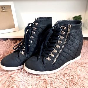 Navy  Blue Heeled Sneakers